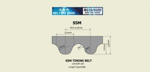 Open End – S5M Steel Cord Timing Belt Technical Drawing